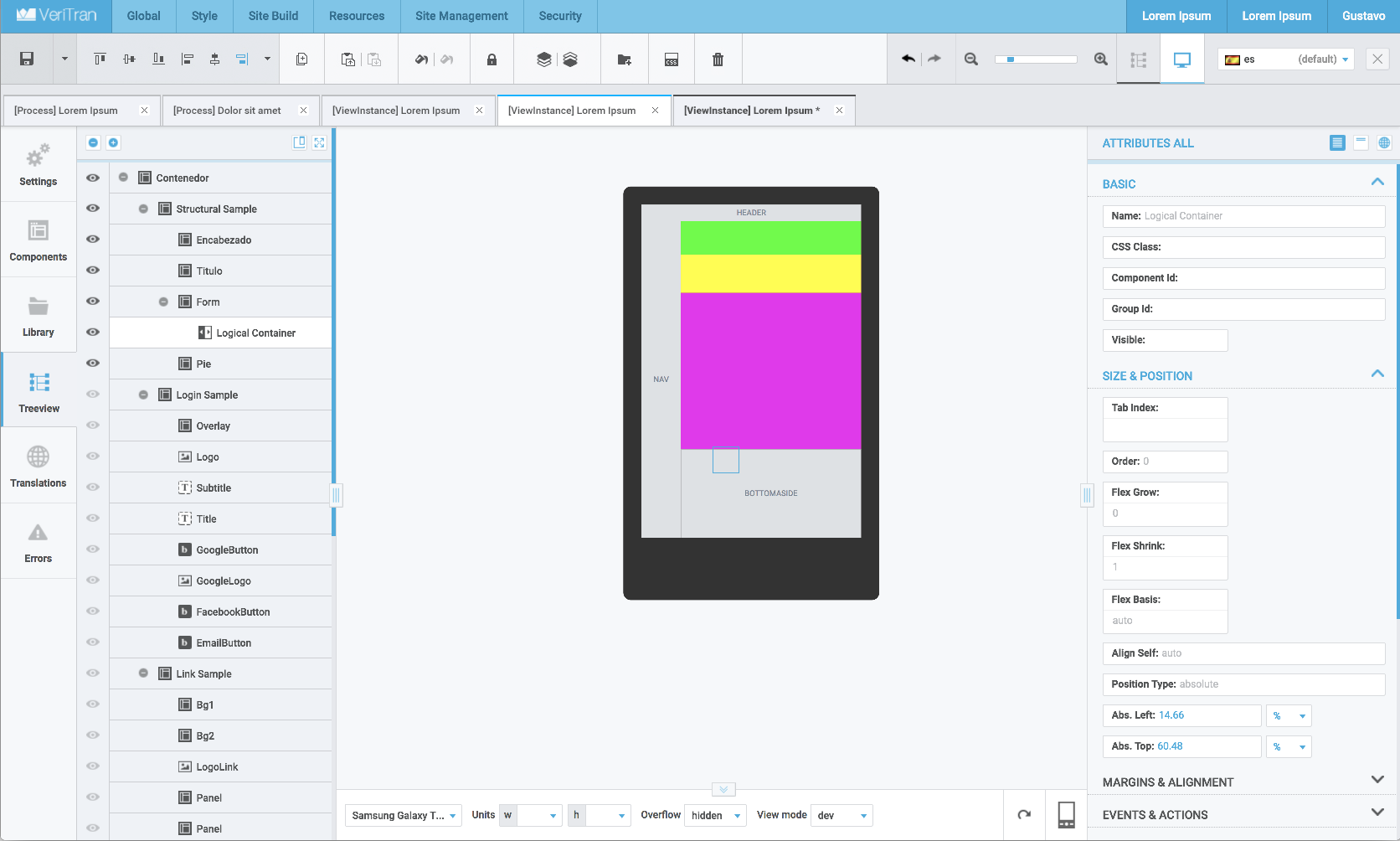 The screen editor